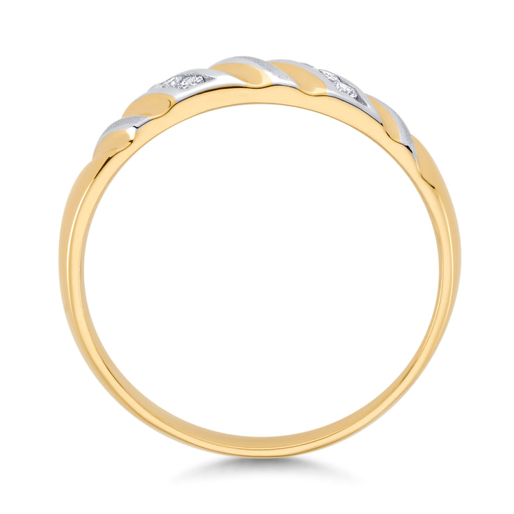 14K Solid Gold CZ Ring Men's Band