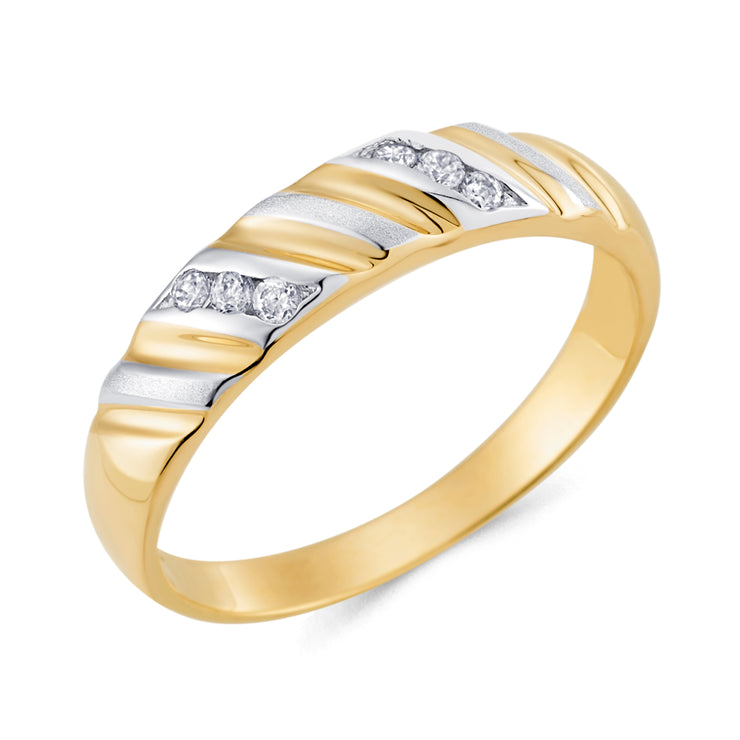 14K Solid Gold CZ Women's Wedding Anniversary Band Ring