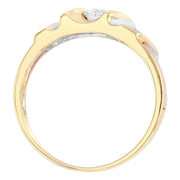 14K Solid Gold CZ Ring Men's Band