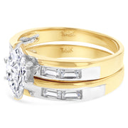 14K Solid Yellow Gold 1 Ct. Marquise Cut Solitaire CZ Wedding Engagement Ring 2 Piece Bridal Set