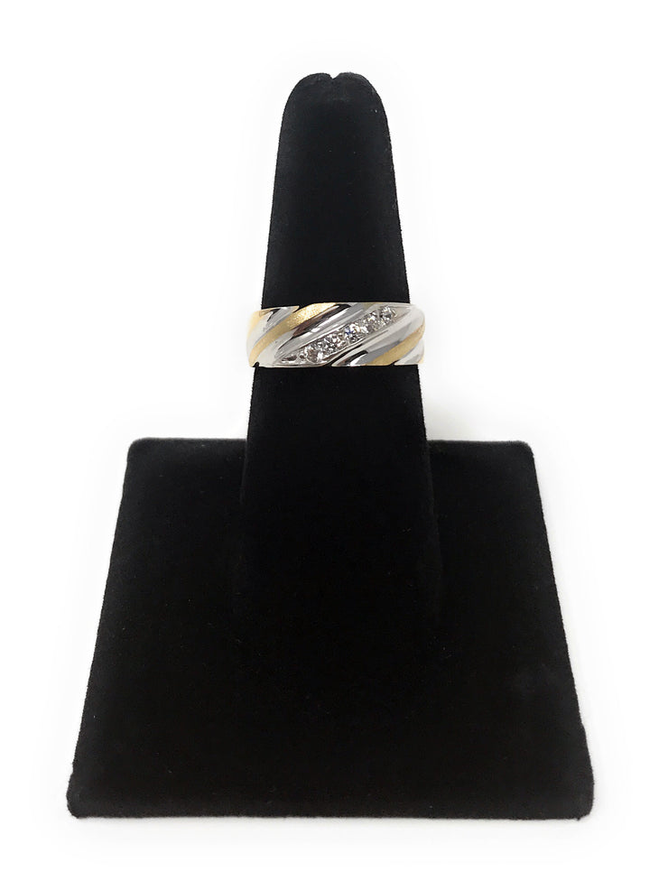 14K Solid Gold CZ Men's Wedding Band