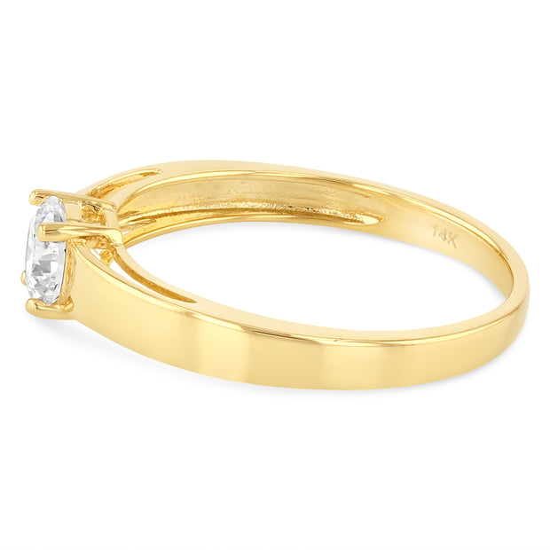 14K Gold  0.75 Round Cut CZ Wedding Engagement Ring
