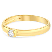 14K Gold  0.1 Ct. Round Cut Solitaire CZ Wedding Engagement Ring