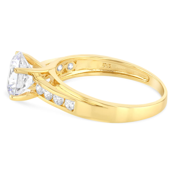 14K Solid Gold 1.5 Ct. Round Cut Solitaire CZ Wedding Engagement Ring