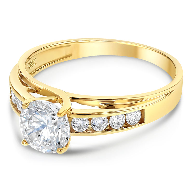 14K Solid Gold 1 Ct. Round Cut CZ Wedding Engagement Ring