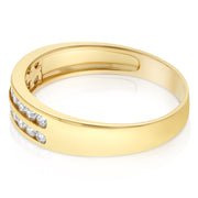 14K Solid Gold CZ Dual Row Band