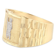 14K Solid Gold Jesus Shepherd Men's Religious Ring