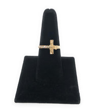 14K Solid Gold Sideways Crucifix Ring