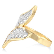 14K Solid Gold Fancy Leaves Ring