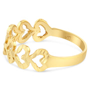 14K Solid Gold Hearts Fancy Ring