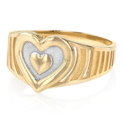 14K Solid Gold Fancy Heart Plain Ring