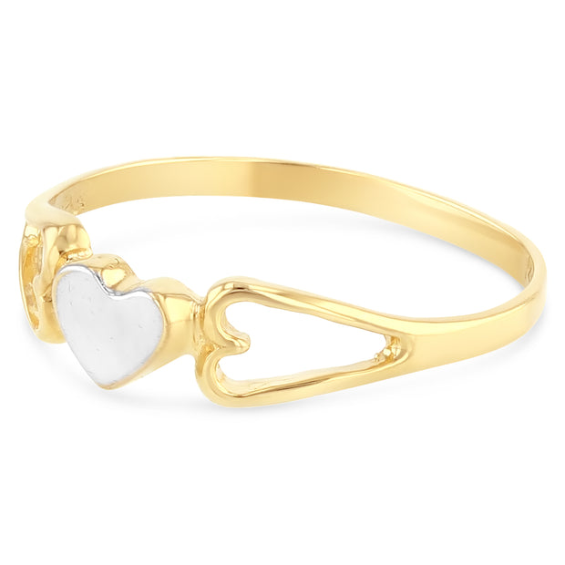 14K Solid Gold Fancy Heart Ring