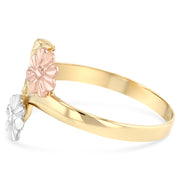 14K Solid Gold Fancy Flower Ring