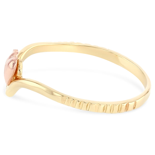 14K Solid Gold Fancy Heart V Shaped Ring