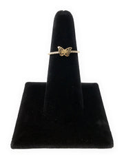 14K Solid Gold CZ Small Butterfly Fancy Ring
