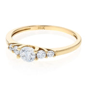 14K Solid Gold Round Cut CZ Wedding Engagement Ring