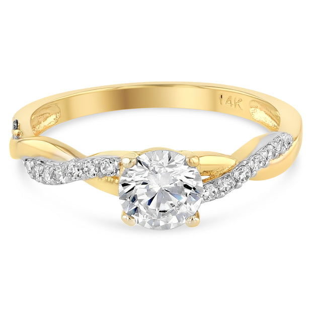 14k gold twisted style engagement ring 