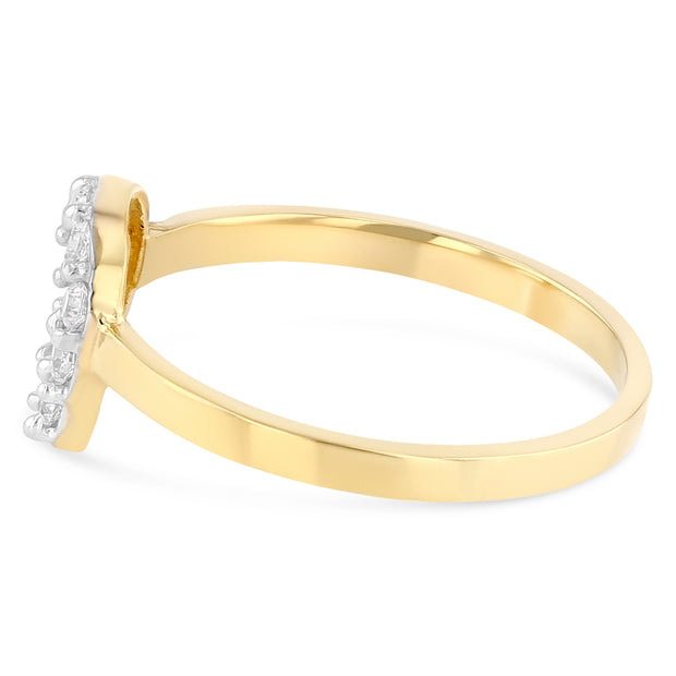 14K Solid Gold CZ Lucky Horseshoe Fancy Ring