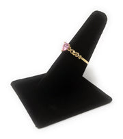14K Solid Gold Pink Heart Shaped CZ Fancy Ring