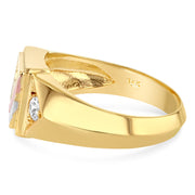 14K Solid Gold CZ Square Ring