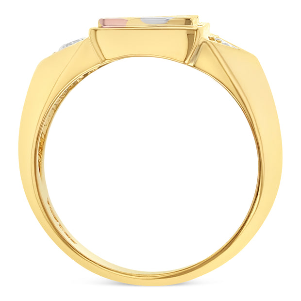 14K Solid Gold CZ Square Ring