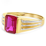 14K Solid Gold Red CZ Ring