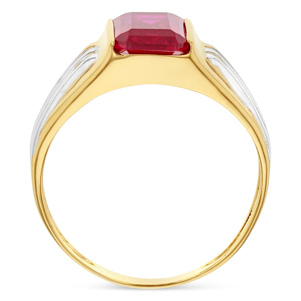 14K Solid Gold Red CZ Ring