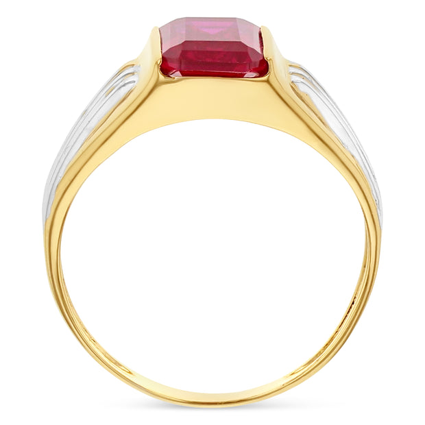 14K Solid Gold Red CZ Ring