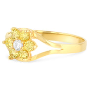 14K Solid Gold CZ November BirthStone Flower Babies Ring