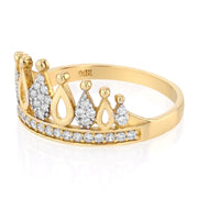 14K Solid Gold Princess Crown OR Tiara Ring For Girls