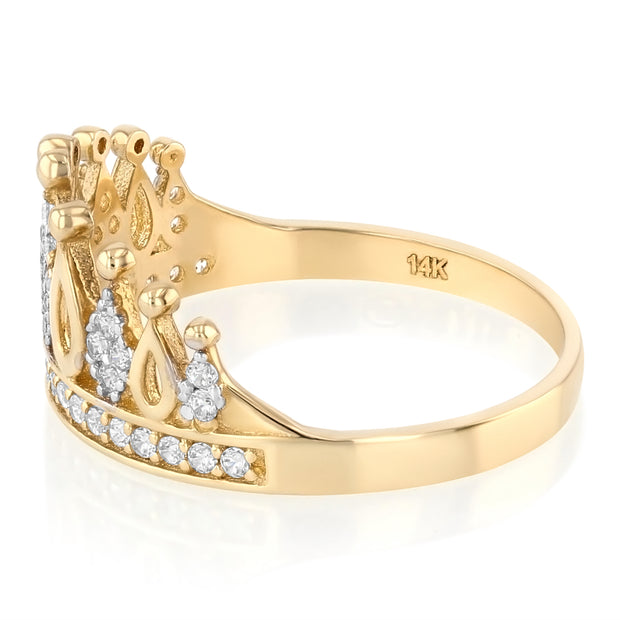 14K Solid Gold Princess Crown OR Tiara Ring For Girls