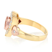 14K Solid Gold CZ Heart Cut 15 Years Quinceanera Ring