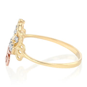 14K Solid Gold QuinceaneraÂ CZ Princess Crown OR Tiara Ring