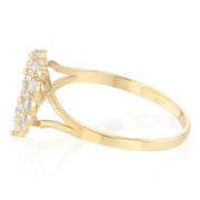 14K Solid Gold QuinceaneraÂ CZ Heart Cut Ring