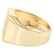14K Solid Gold Simple Square Plain Men's Signet Ring