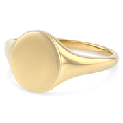 14K Solid Gold Round Plain Polished Women's Signet Ring