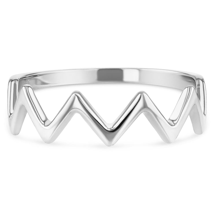 14K Solid Gold Zig Zag Stackable Band Ring