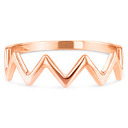 14K Solid Gold Zig Zag Stackable Band Ring