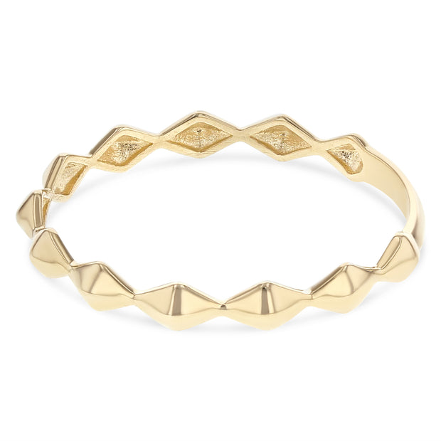 14K Solid Gold Diamond Shape Stackable Band Ring