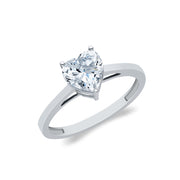 14K Solid Gold Heart Cut CZ Solitaire Engagement Wedding Ring