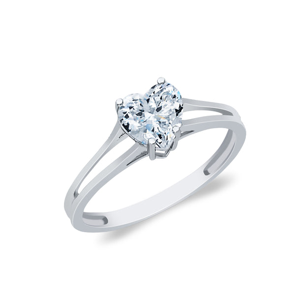 14K Gold  Heart Cut CZ Wedding Engagement Ring