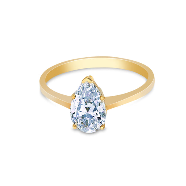 14K Gold  1 Ct. Pear Cut CZ Wedding Engagement Ring