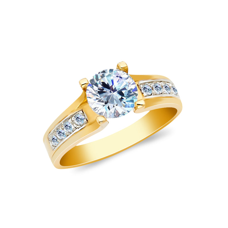 14K Solid Gold Round Cut Solitaire CZ Wedding Engagement Ring