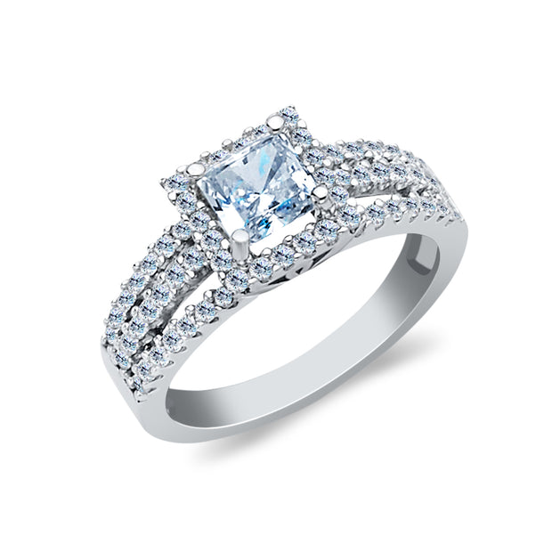 14K Solid Gold Princess Cut CZ Wedding Engagement Ring