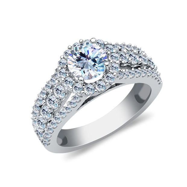 14K Solid Gold Round Cut CZ Vintage Wedding Engagement Ring