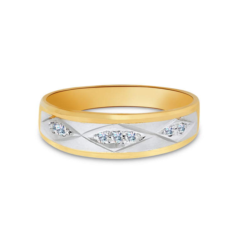 14K Solid Gold CZ Men's Band