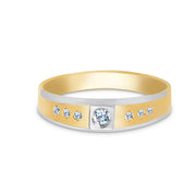 14K Solid Gold CZ Men's Band Ring