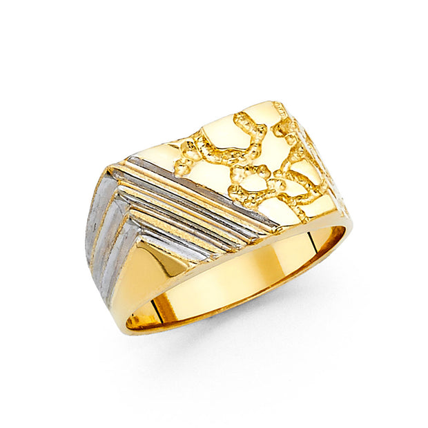 14K Solid Gold 12MM Nugget Men's Ring