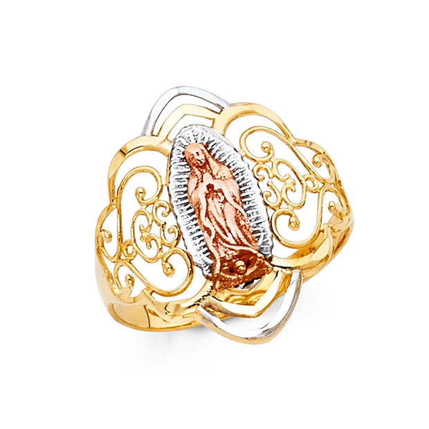 14K Solid Gold Guadalupe Religious Ring