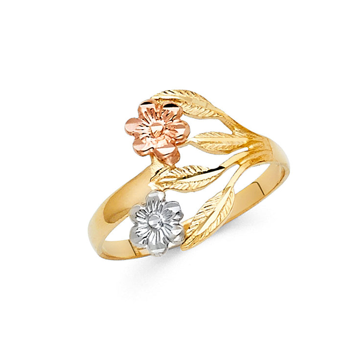 14K Solid Gold Fancy Flower Ring